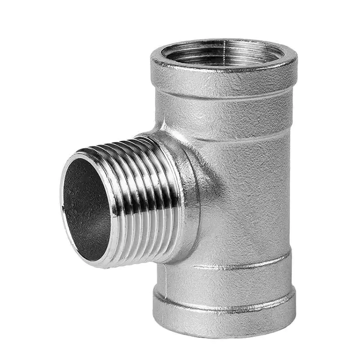 Tee de canonada d'acer inoxidable roscada BSP mascle-femella-mascle