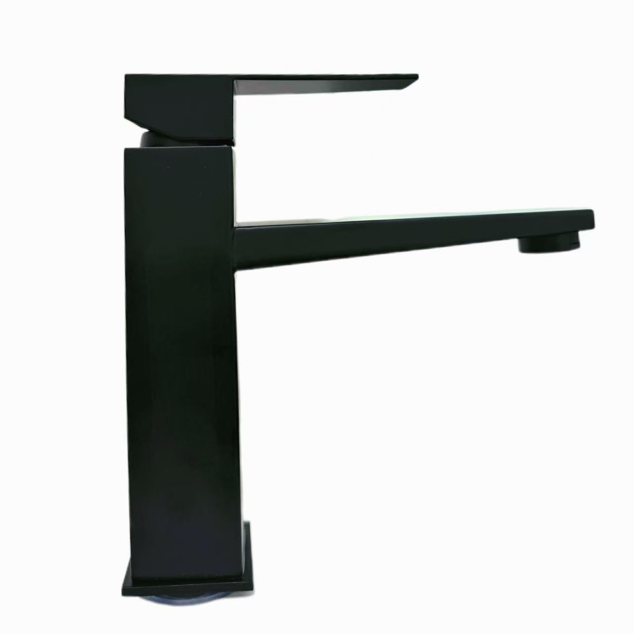 Aixeta de lavabo quadrada negra glaçada d'estil minimalista modern